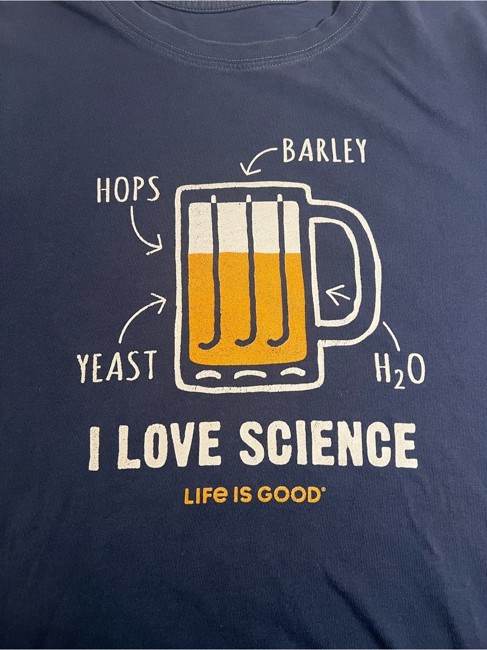 Life Is Good “I Love Science” Tshirt Dusty blue - size medium - Picture 3 of 7